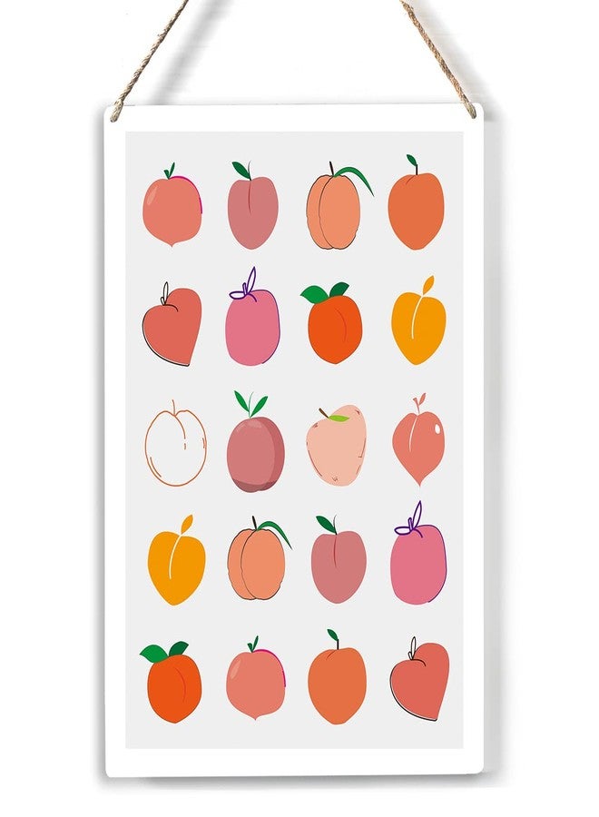 FREHVN Colorful Fruit Peaches Wood Sign Peach Wooden Signs Rustic Hanging Plaque Home Wall Art "8 x 10", Perfect Sign Wall Decor for Home Bathroom Restroom Toilet - Image 1